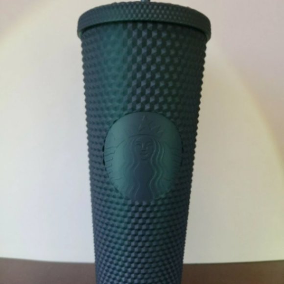 Starbucks 2022 Jelly Tinted Bling Dark Green Studded Cold Cup Tumbler 24oz - Picture 5 of 7